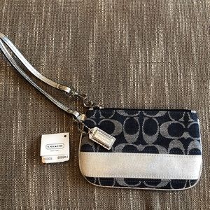 NWT Coach Denim/Silver Wristlet